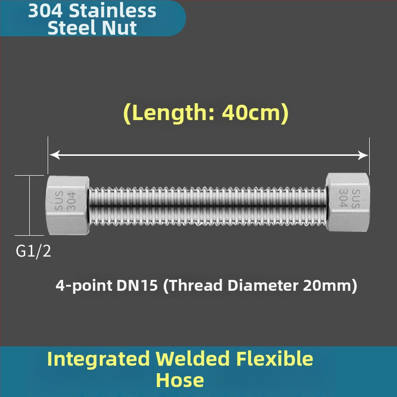 304 roostevabast terasest viilud veevooliku sissevedelik, keevitatud toru, keermestatud ühendus, 1,6 MPa, 100°C, kuuma ja külma vee ning WC varustamiseks