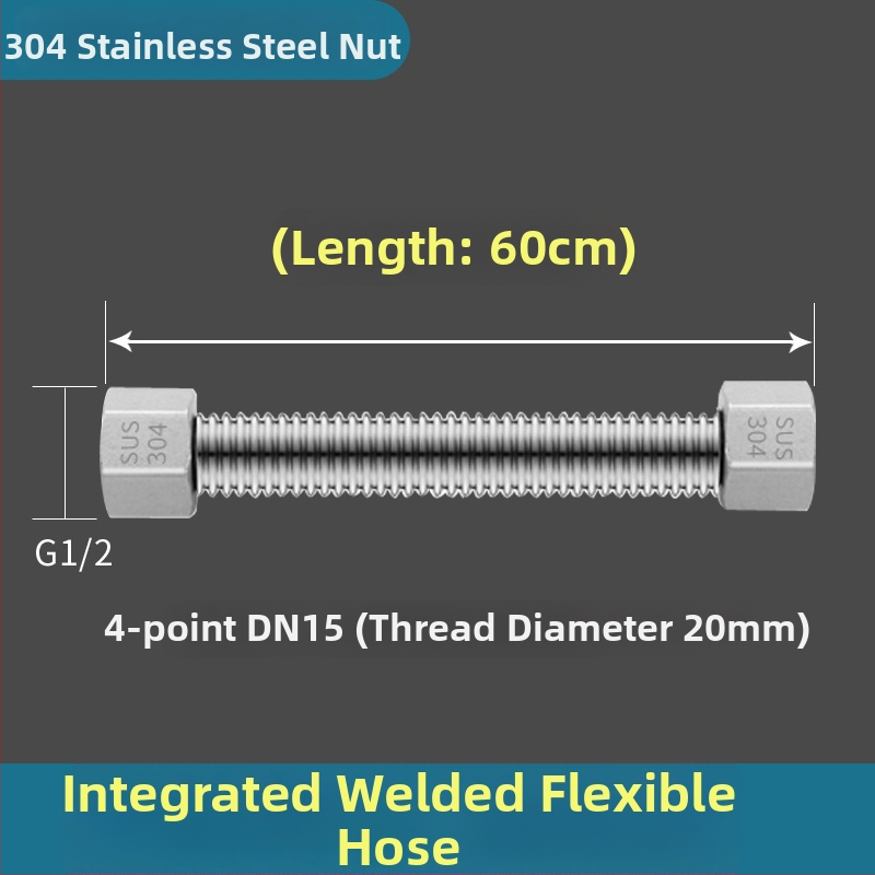304 roostevabast terasest viilud veevooliku sissevedelik, keevitatud toru, keermestatud ühendus, 1,6 MPa, 100°C, kuuma ja külma vee ning WC varustamiseks