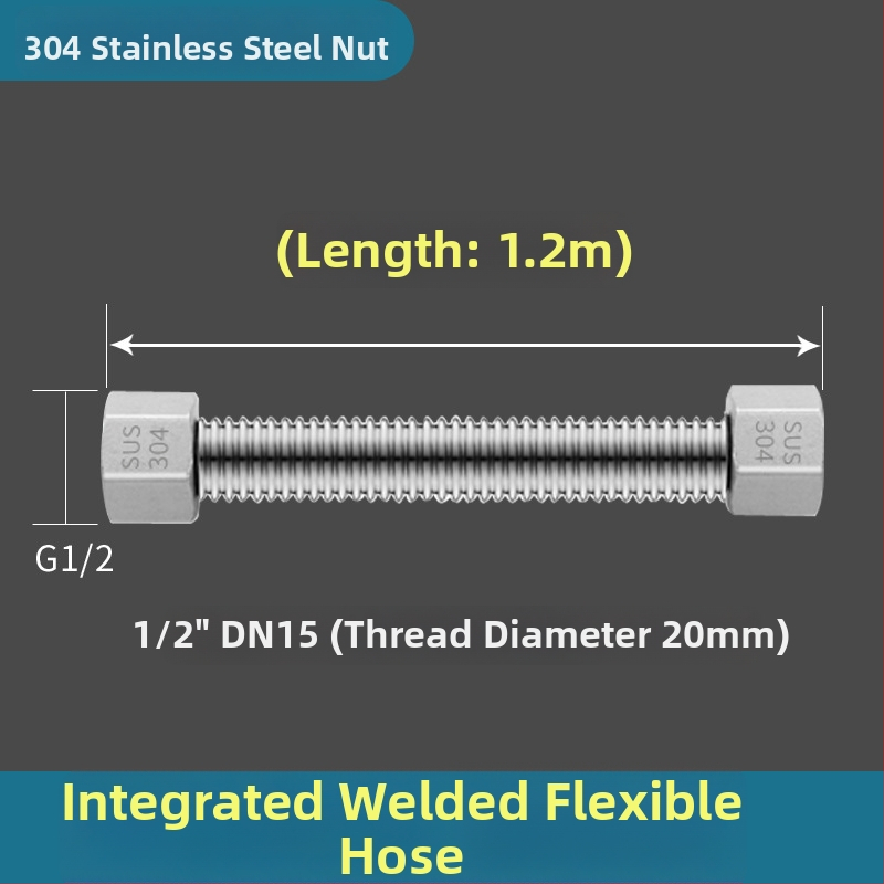 304 roostevabast terasest viilud veevooliku sissevedelik, keevitatud toru, keermestatud ühendus, 1,6 MPa, 100°C, kuuma ja külma vee ning WC varustamiseks