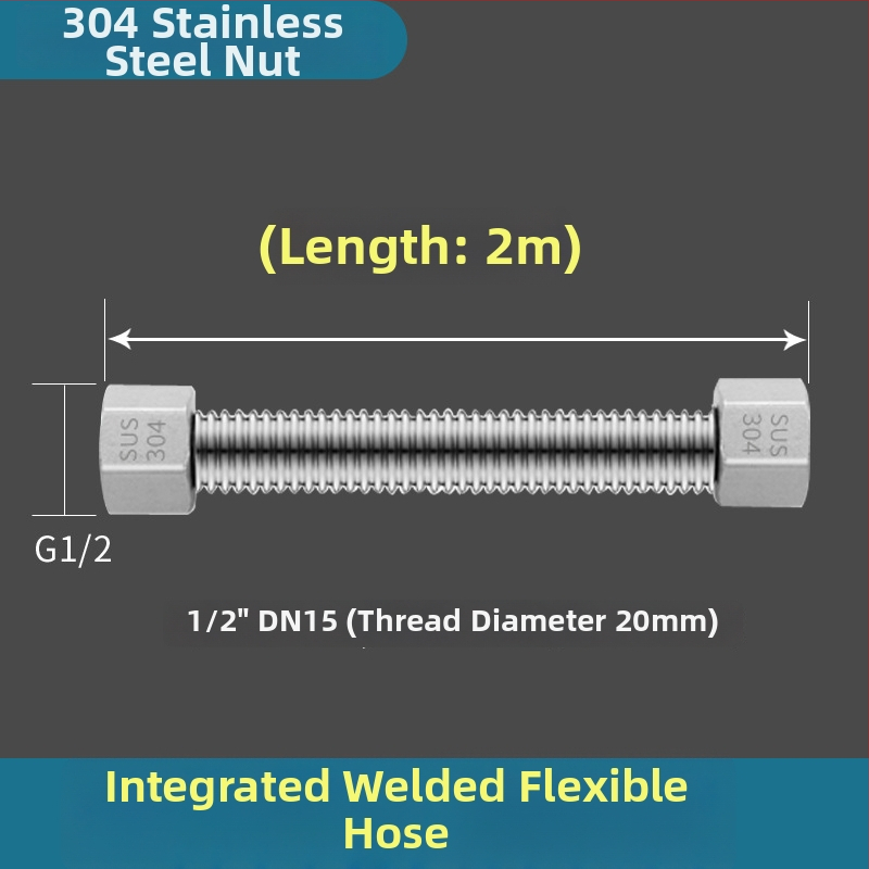 304 roostevabast terasest viilud veevooliku sissevedelik, keevitatud toru, keermestatud ühendus, 1,6 MPa, 100°C, kuuma ja külma vee ning WC varustamiseks