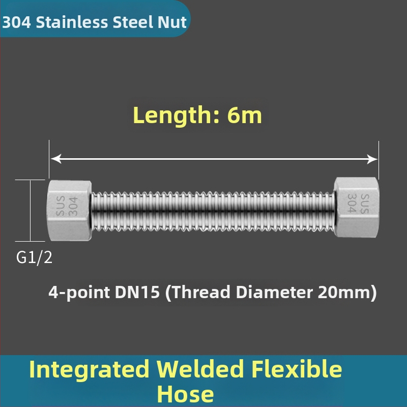 304 roostevabast terasest viilud veevooliku sissevedelik, keevitatud toru, keermestatud ühendus, 1,6 MPa, 100°C, kuuma ja külma vee ning WC varustamiseks