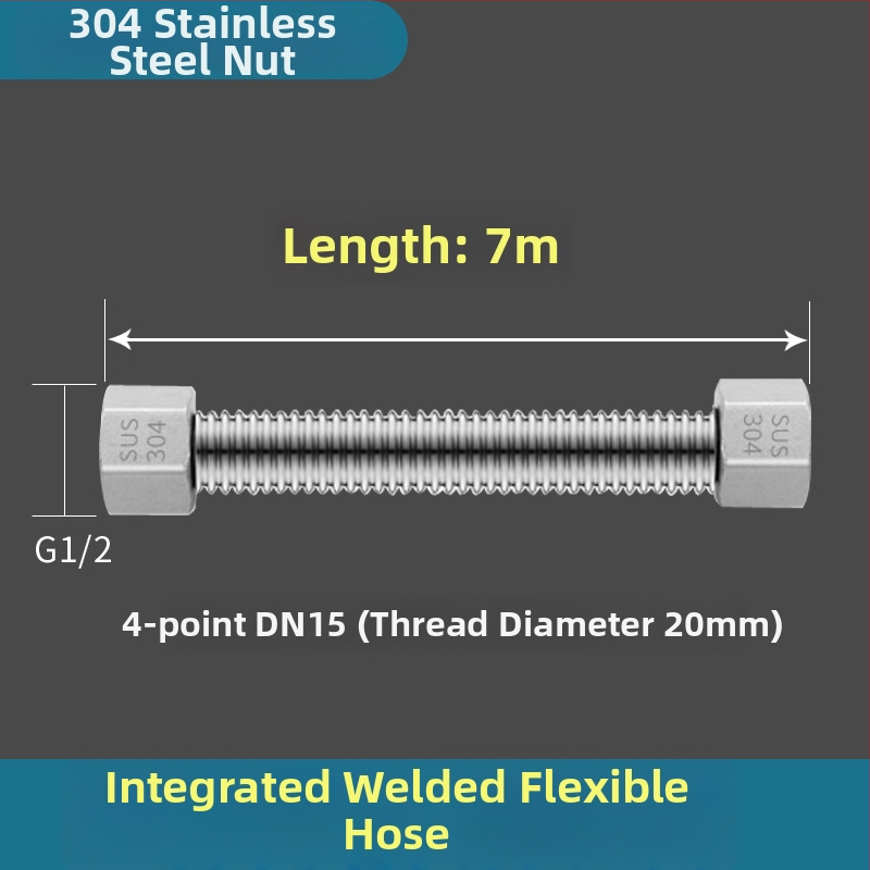 304 roostevabast terasest viilud veevooliku sissevedelik, keevitatud toru, keermestatud ühendus, 1,6 MPa, 100°C, kuuma ja külma vee ning WC varustamiseks