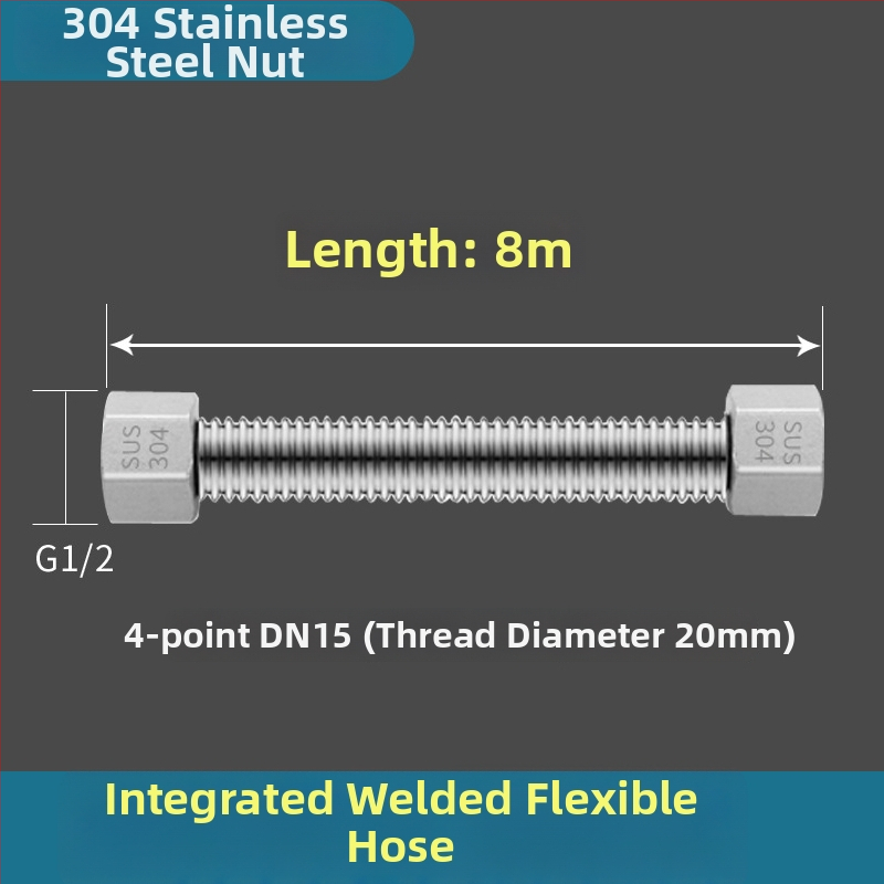 304 roostevabast terasest viilud veevooliku sissevedelik, keevitatud toru, keermestatud ühendus, 1,6 MPa, 100°C, kuuma ja külma vee ning WC varustamiseks