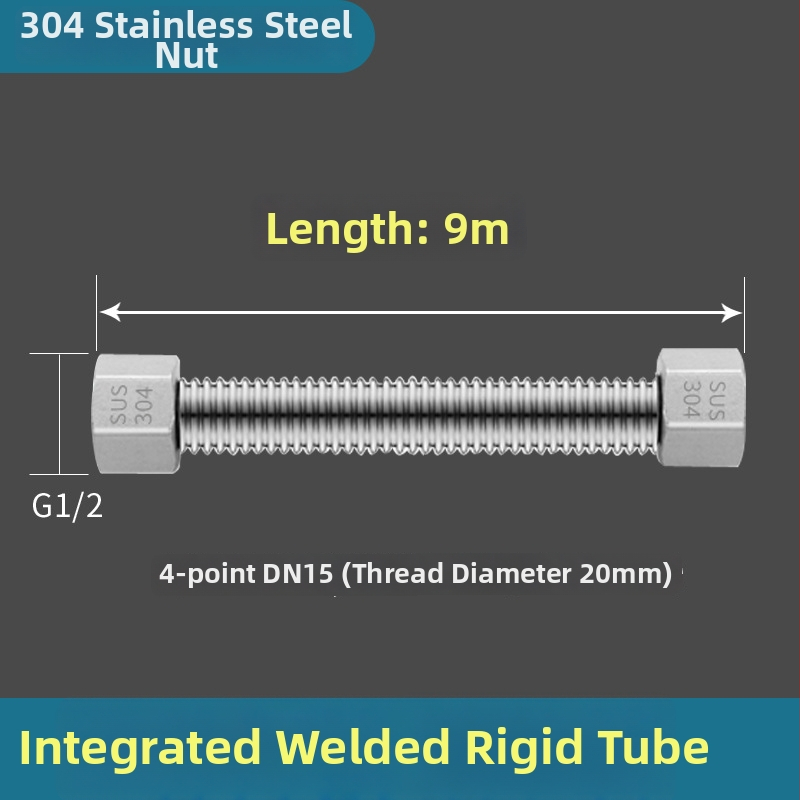 304 roostevabast terasest viilud veevooliku sissevedelik, keevitatud toru, keermestatud ühendus, 1,6 MPa, 100°C, kuuma ja külma vee ning WC varustamiseks