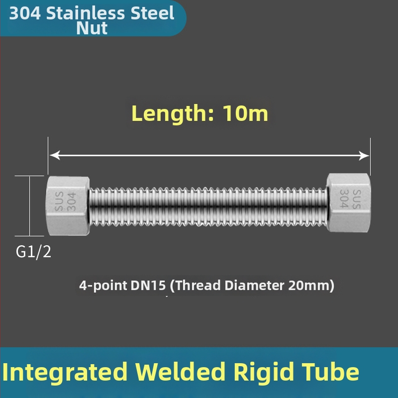 304 roostevabast terasest viilud veevooliku sissevedelik, keevitatud toru, keermestatud ühendus, 1,6 MPa, 100°C, kuuma ja külma vee ning WC varustamiseks