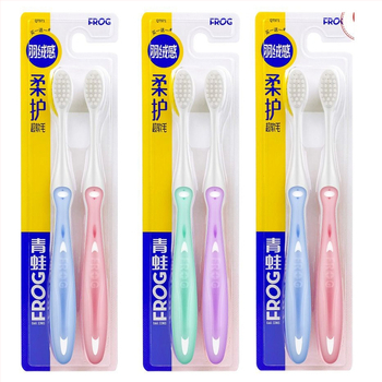 Rankinė dantų šepetėlis Frog QT971, 2 vnt. rinkinys, bendram valymui.