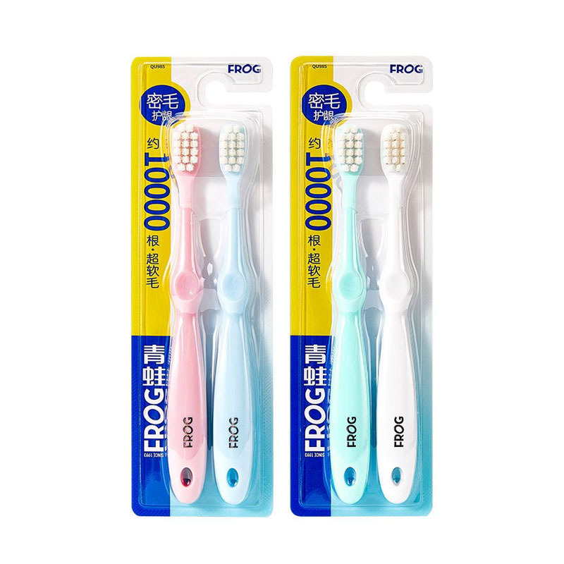 Rankinė dantų šepetėlis Frog QT971, 2 vnt. rinkinys, bendram valymui.