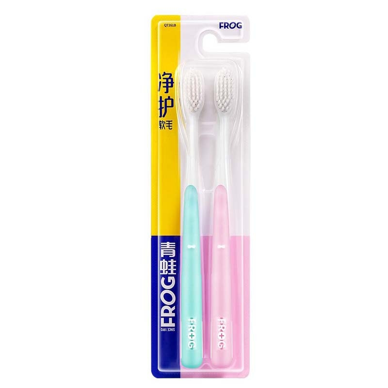 Rankinė dantų šepetėlis Frog QT971, 2 vnt. rinkinys, bendram valymui.