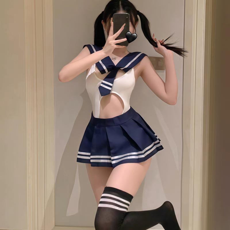 Секси комплект бельо с открита зона между краката, полиестер плат, 70–80% полиестер, за жени, JK кампус стил