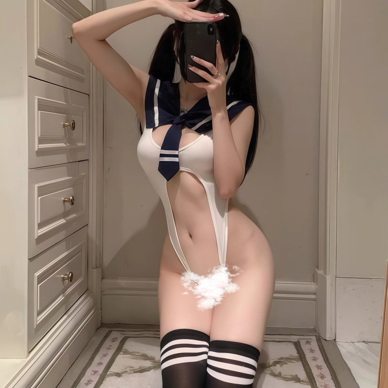 Секси комплект бельо с открита зона между краката, полиестер плат, 70–80% полиестер, за жени, JK кампус стил