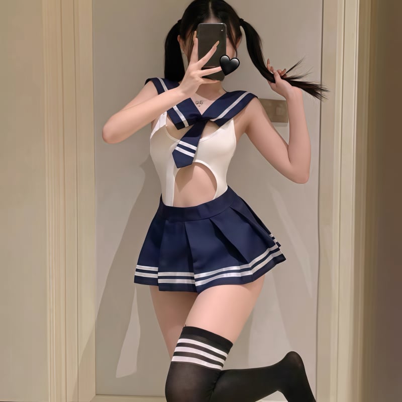 Секси комплект бельо с открита зона между краката, полиестер плат, 70–80% полиестер, за жени, JK кампус стил