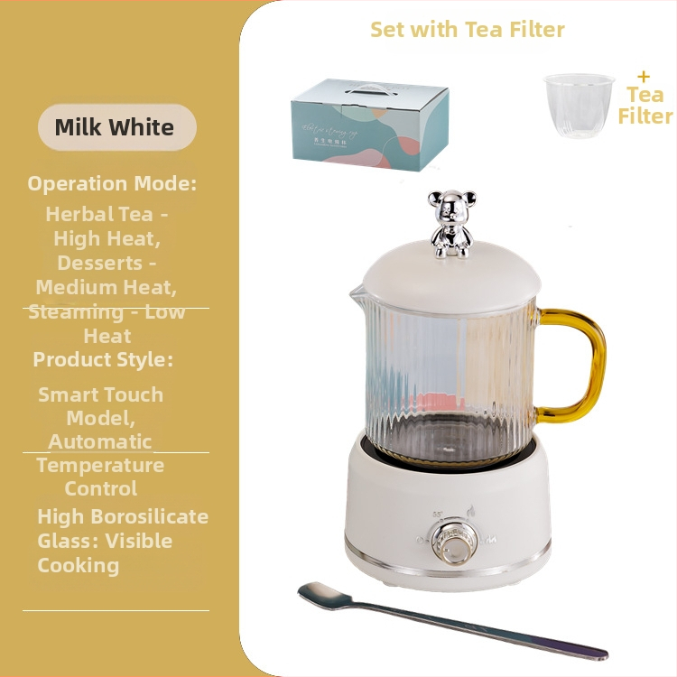 Elektrinis sveikas potas su borosilikato stiklu, 650 ml, 220V, 360W, Išmanus laikmatis su automatinio išjungimo funkcija, Elektroninis termostatas