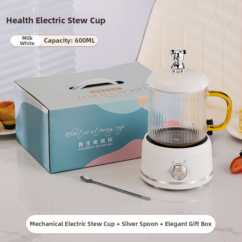 Elektrinis sveikas potas su borosilikato stiklu, 650 ml, 220V, 360W, Išmanus laikmatis su automatinio išjungimo funkcija, Elektroninis termostatas