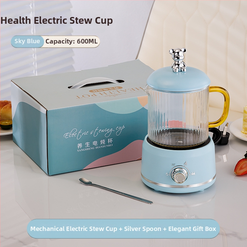 Elektrinis sveikas potas su borosilikato stiklu, 650 ml, 220V, 360W, Išmanus laikmatis su automatinio išjungimo funkcija, Elektroninis termostatas