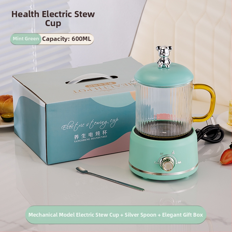 Elektrinis sveikas potas su borosilikato stiklu, 650 ml, 220V, 360W, Išmanus laikmatis su automatinio išjungimo funkcija, Elektroninis termostatas