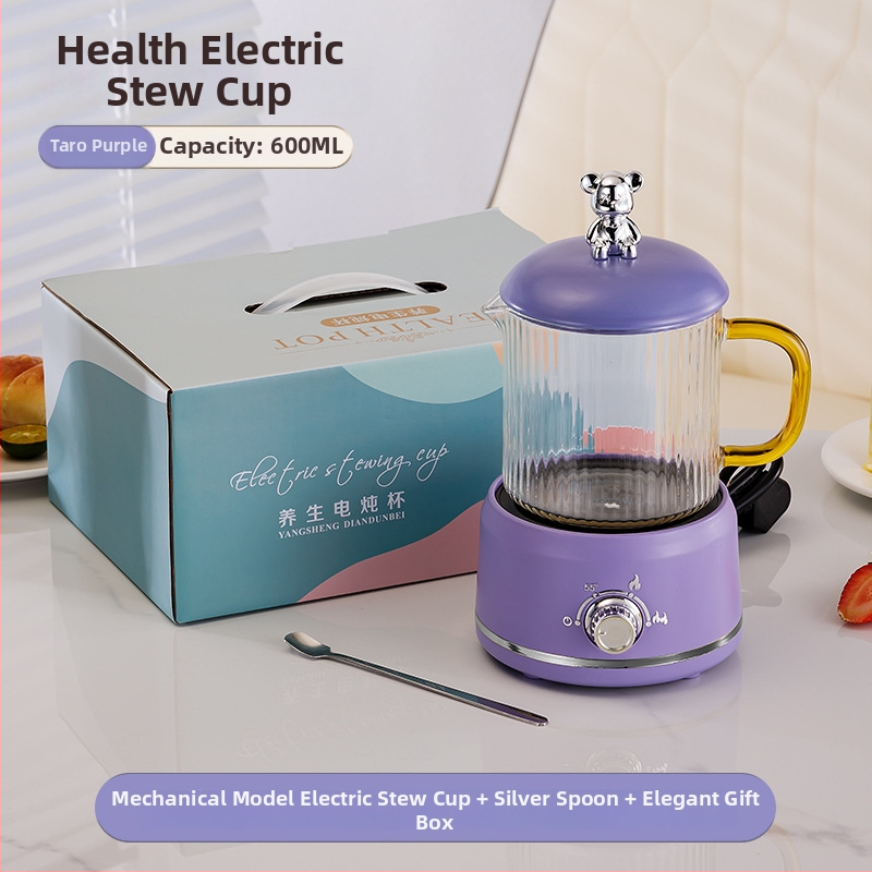 Elektrinis sveikas potas su borosilikato stiklu, 650 ml, 220V, 360W, Išmanus laikmatis su automatinio išjungimo funkcija, Elektroninis termostatas