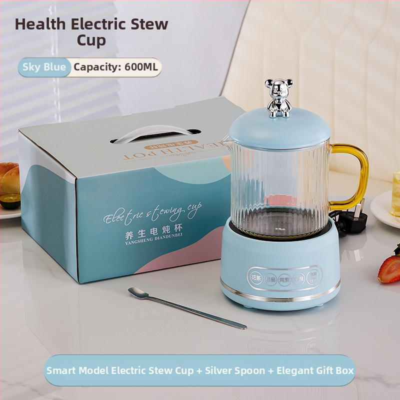 Elektrinis sveikas potas su borosilikato stiklu, 650 ml, 220V, 360W, Išmanus laikmatis su automatinio išjungimo funkcija, Elektroninis termostatas