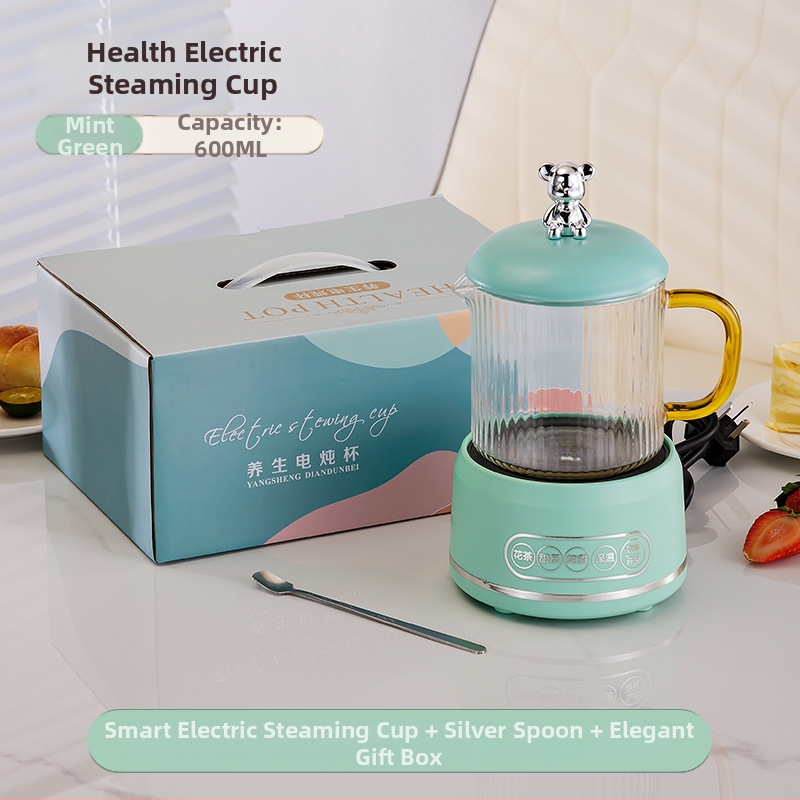 Elektrinis sveikas potas su borosilikato stiklu, 650 ml, 220V, 360W, Išmanus laikmatis su automatinio išjungimo funkcija, Elektroninis termostatas