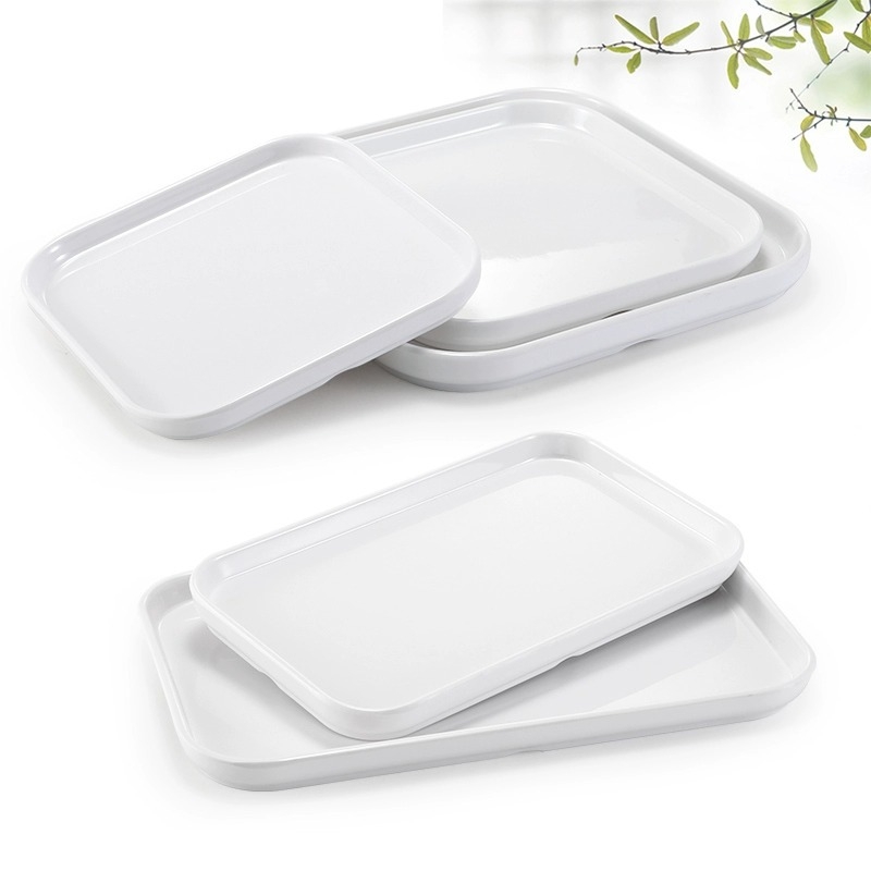 Melaminė plokščia lėkštė, stačiakampio formos, japonų stiliaus, plastikinė lėkštė su porceliano imitacija, personalizavimas galimas