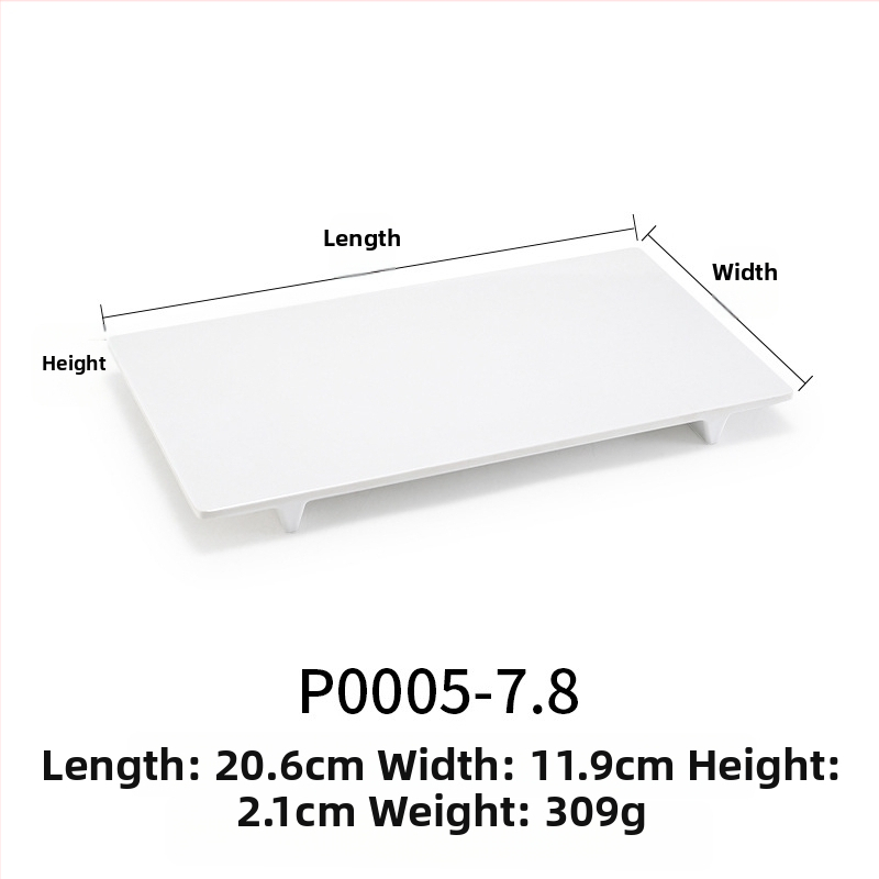 Melaminė plokščia lėkštė, stačiakampio formos, japonų stiliaus, plastikinė lėkštė su porceliano imitacija, personalizavimas galimas