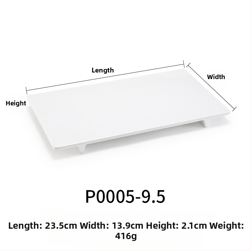 Melaminė plokščia lėkštė, stačiakampio formos, japonų stiliaus, plastikinė lėkštė su porceliano imitacija, personalizavimas galimas