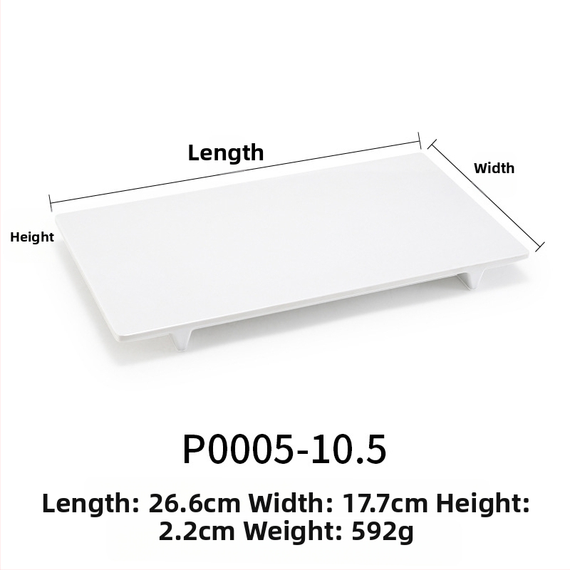 Melaminė plokščia lėkštė, stačiakampio formos, japonų stiliaus, plastikinė lėkštė su porceliano imitacija, personalizavimas galimas