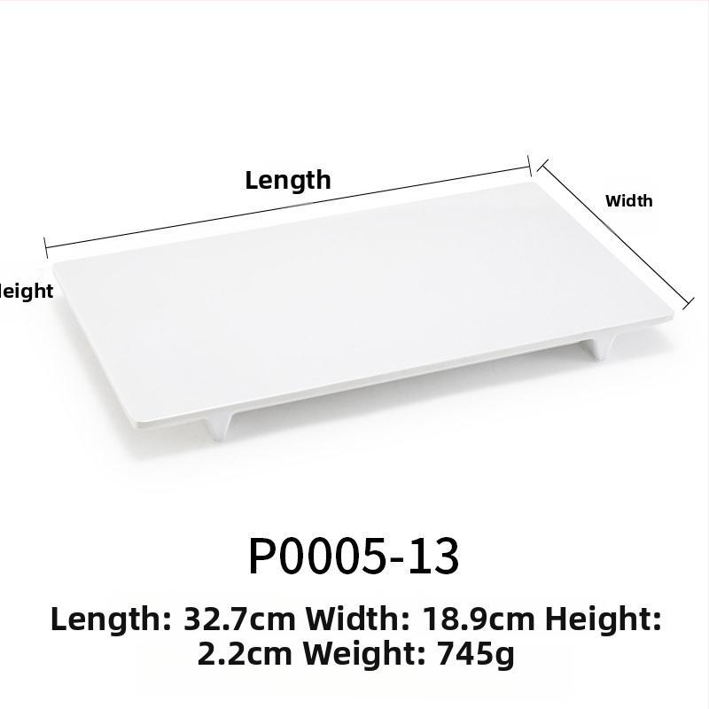 Melaminė plokščia lėkštė, stačiakampio formos, japonų stiliaus, plastikinė lėkštė su porceliano imitacija, personalizavimas galimas