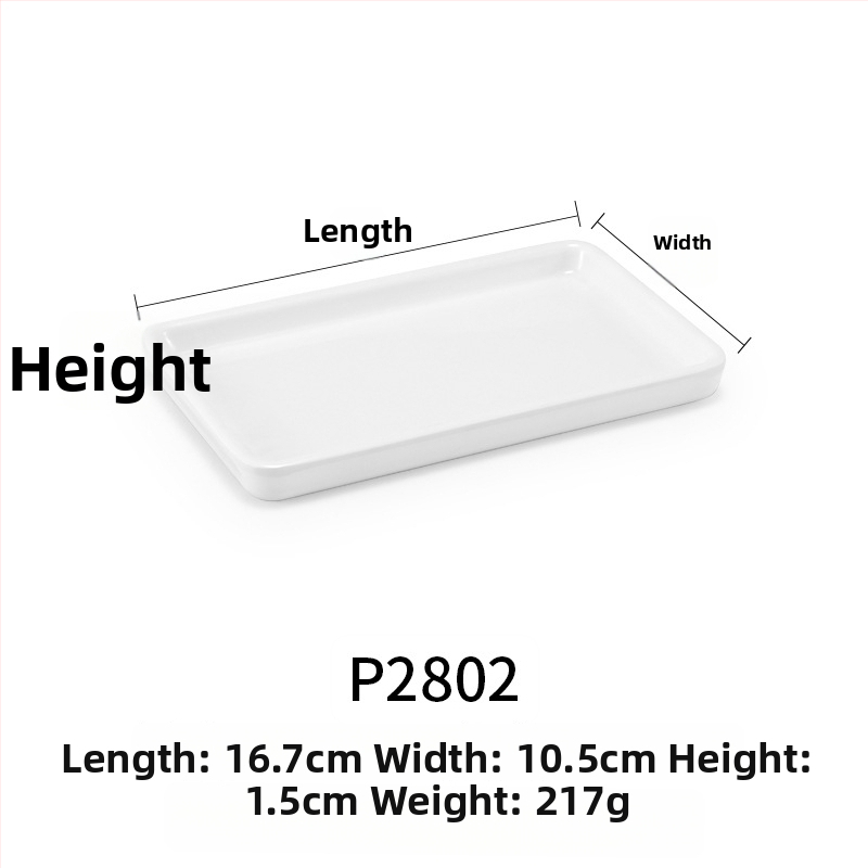 Melaminė plokščia lėkštė, stačiakampio formos, japonų stiliaus, plastikinė lėkštė su porceliano imitacija, personalizavimas galimas