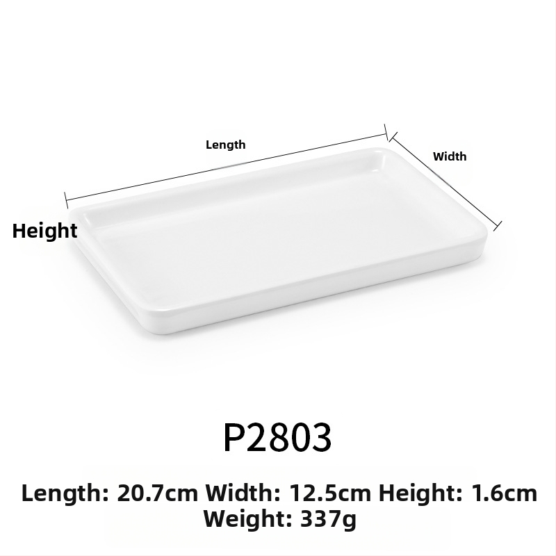 Melaminė plokščia lėkštė, stačiakampio formos, japonų stiliaus, plastikinė lėkštė su porceliano imitacija, personalizavimas galimas