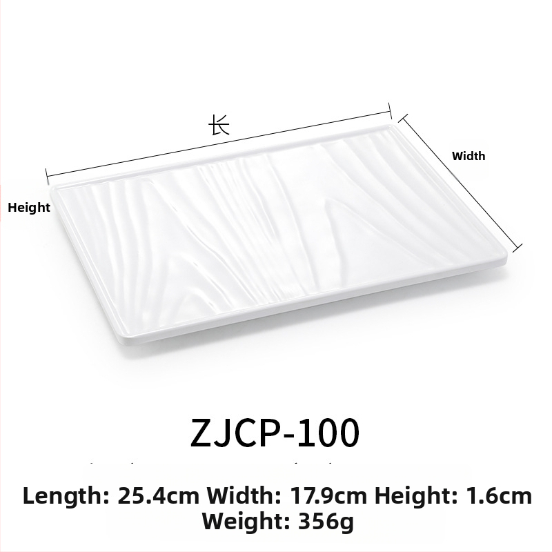 Melaminė plokščia lėkštė, stačiakampio formos, japonų stiliaus, plastikinė lėkštė su porceliano imitacija, personalizavimas galimas