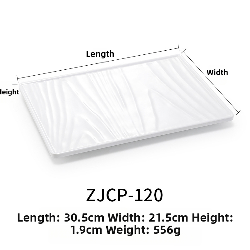 Melaminė plokščia lėkštė, stačiakampio formos, japonų stiliaus, plastikinė lėkštė su porceliano imitacija, personalizavimas galimas