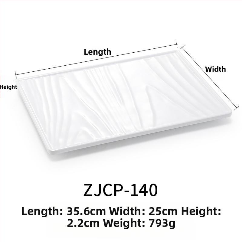 Melaminė plokščia lėkštė, stačiakampio formos, japonų stiliaus, plastikinė lėkštė su porceliano imitacija, personalizavimas galimas