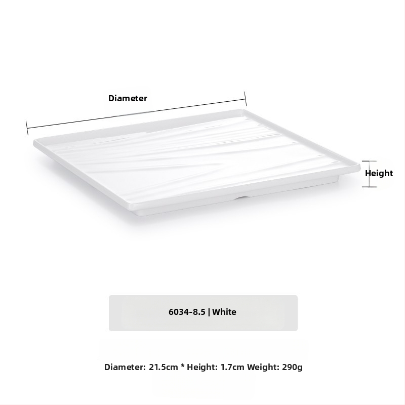 Melaminė plokščia lėkštė, stačiakampio formos, japonų stiliaus, plastikinė lėkštė su porceliano imitacija, personalizavimas galimas