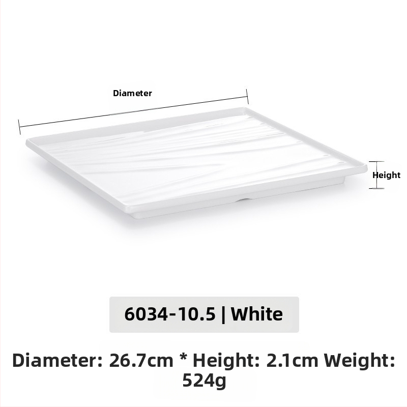 Melaminė plokščia lėkštė, stačiakampio formos, japonų stiliaus, plastikinė lėkštė su porceliano imitacija, personalizavimas galimas