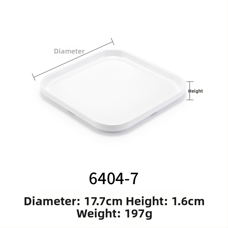 Melaminė plokščia lėkštė, stačiakampio formos, japonų stiliaus, plastikinė lėkštė su porceliano imitacija, personalizavimas galimas