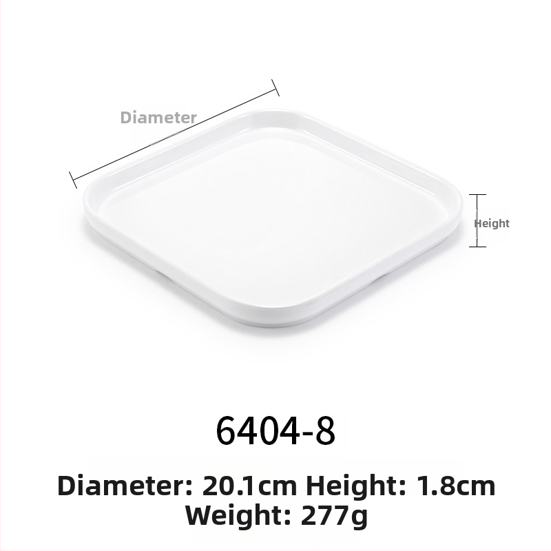 Melaminė plokščia lėkštė, stačiakampio formos, japonų stiliaus, plastikinė lėkštė su porceliano imitacija, personalizavimas galimas