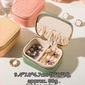 Rīsu velūra juvelierizstrādājumu kastīte prsteniem, auskarām un kulonam — pārnēsājama, augstas kvalitātes iepakojums