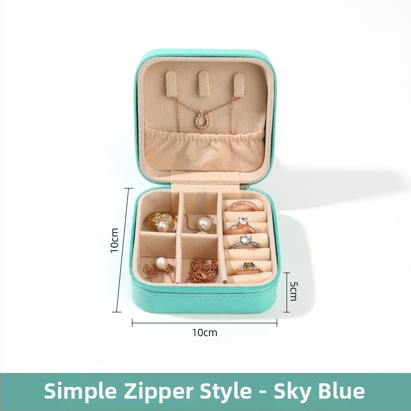 Rīsu velūra juvelierizstrādājumu kastīte prsteniem, auskarām un kulonam — pārnēsājama, augstas kvalitātes iepakojums