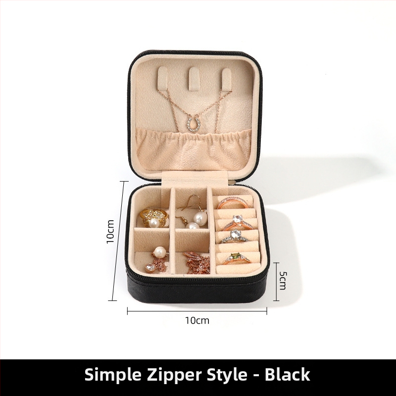 Rīsu velūra juvelierizstrādājumu kastīte prsteniem, auskarām un kulonam — pārnēsājama, augstas kvalitātes iepakojums