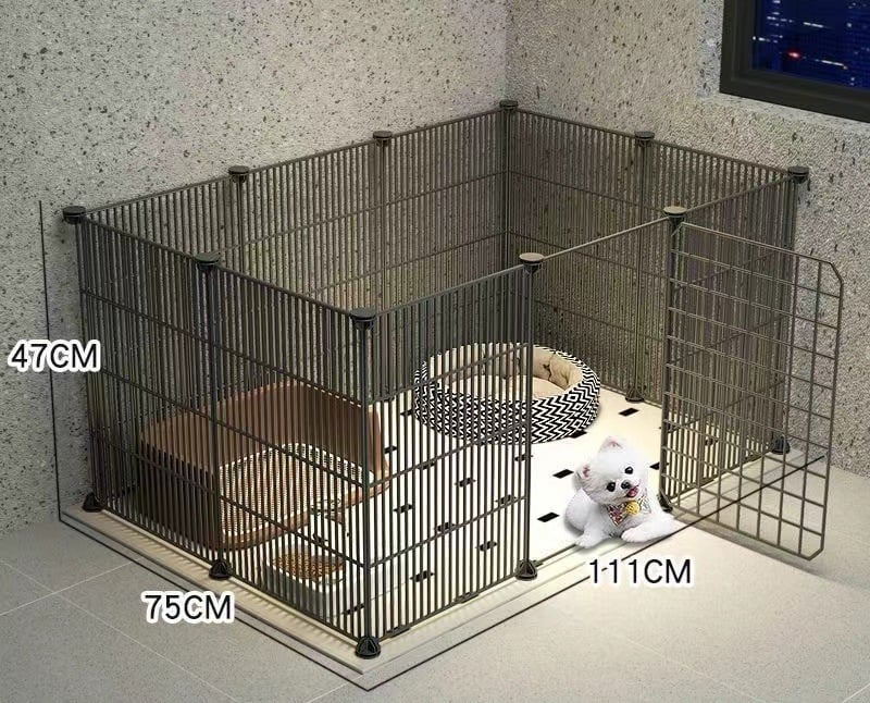 Mažų naminių gyvūnėlių vielos tinklo narvas su moduliniais paneliais – anti pabėgimui