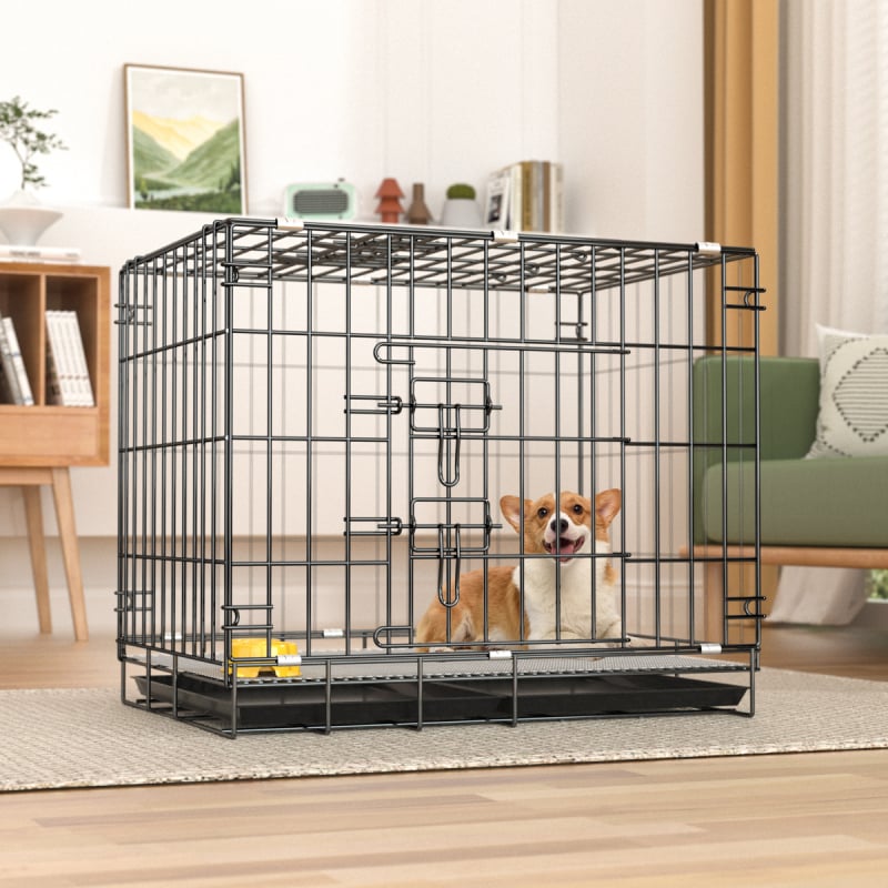 Sulankstomas geležinis narvas gyvūnams vidaus naudojimui — šunims ir katėms, lengvas sulankstymas