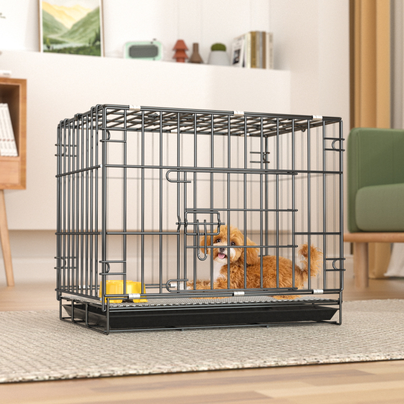 Sulankstomas geležinis narvas gyvūnams vidaus naudojimui — šunims ir katėms, lengvas sulankstymas