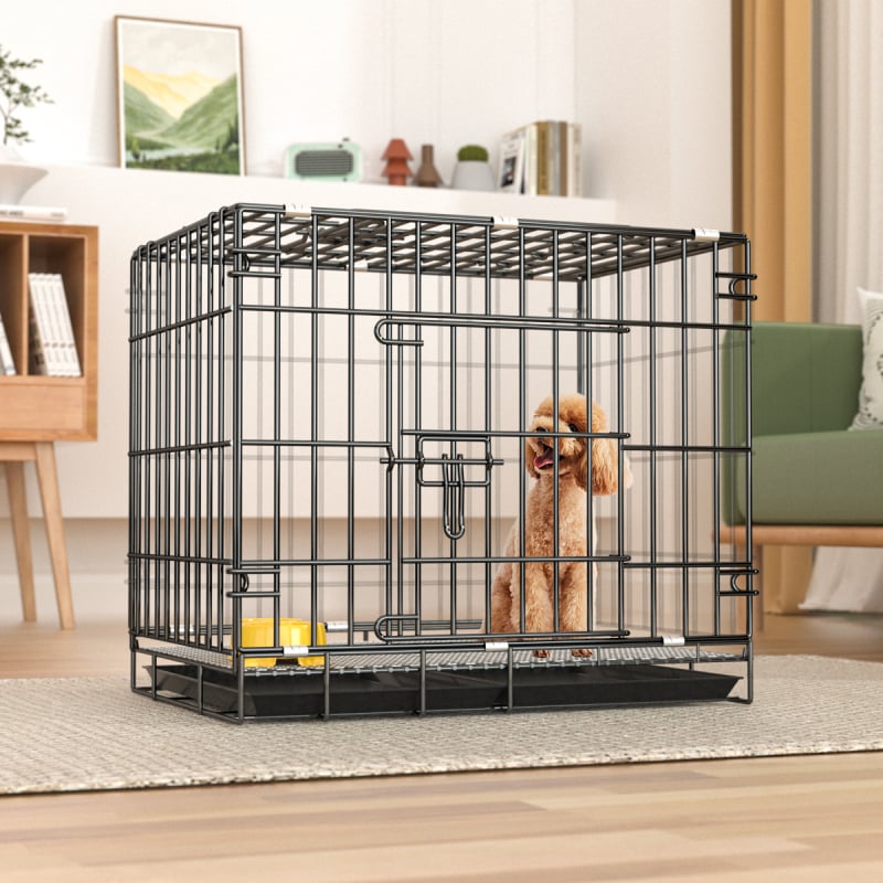 Sulankstomas geležinis narvas gyvūnams vidaus naudojimui — šunims ir katėms, lengvas sulankstymas