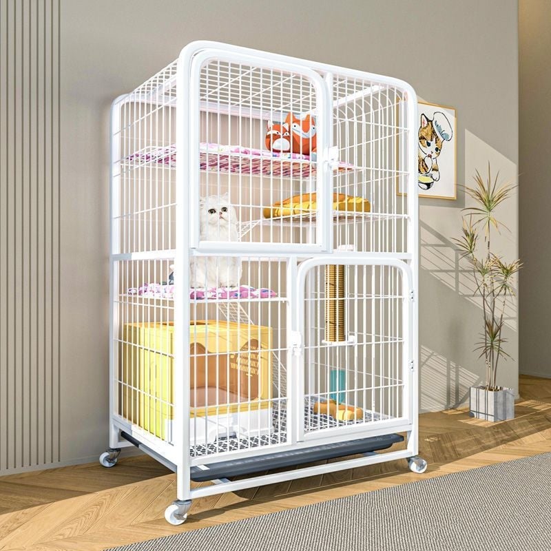 Geležinis kačių narvas, vidinis dviejų aukštų kačių vila, kačių lizdas ir priegloba