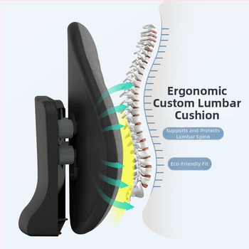 Ergonomiška juosmens atrama pagalvė biuro kėdei ir automobiliui, reguliuojama nugaros pagalvė su tinklo uždanga ir poliesterio užpildas