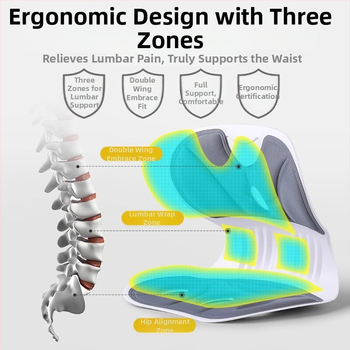 Ergonoomiline lumbaalne padi kontoritoolile — vahttäidis, plastikust korpus, seljatugi