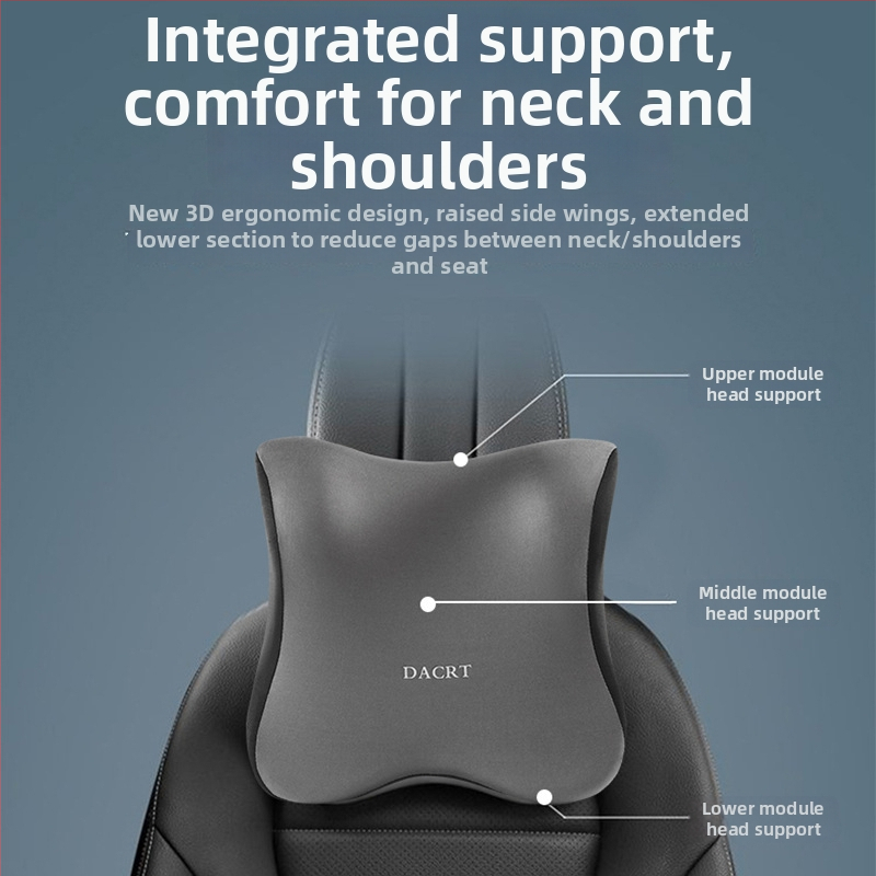 Automašīnas galvas atbalsta spilvens ar atmiņas putām un jostas un plecu atbalstu – kakla spilvens ar MILK SILK pārklāju, vissezonu, vienkāršs dizains
