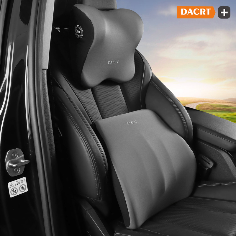 Automobilinis galvos atlošas pagalvėlis su atminties putomis ir juosmens bei pečių parama – kaklo pagalvėlė su MILK SILK užvalkalu, visiems sezonams, paprastas dizainas