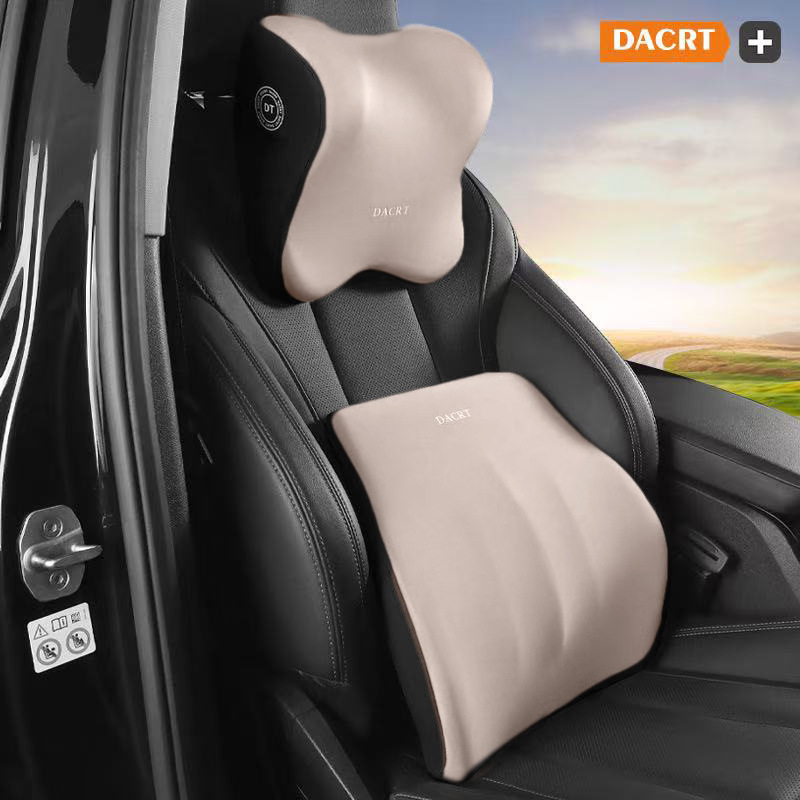 Automobilinis galvos atlošas pagalvėlis su atminties putomis ir juosmens bei pečių parama – kaklo pagalvėlė su MILK SILK užvalkalu, visiems sezonams, paprastas dizainas