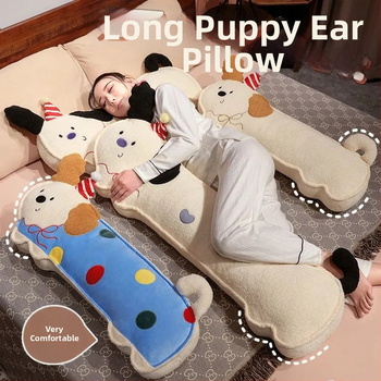 Ilga pagalvė su taškuotu šunimi mergaitėms, kojų atrama miego metu šonu, juosmens parama, audinio užvalkalas, PP medvilnės užpildas